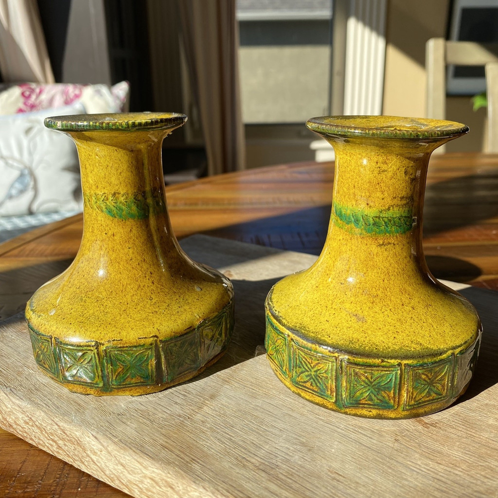 Vintage Baldelli Candle Holders Ceramic 60s Italy Handmade MCM signed